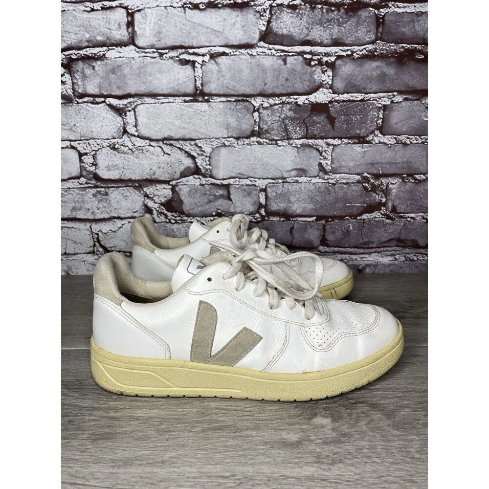 L27 Veja V-12 White Leather Beige Low Top Lace Up Sneakers Women’s Sz 9M US/40EU - Picture 12 of 16